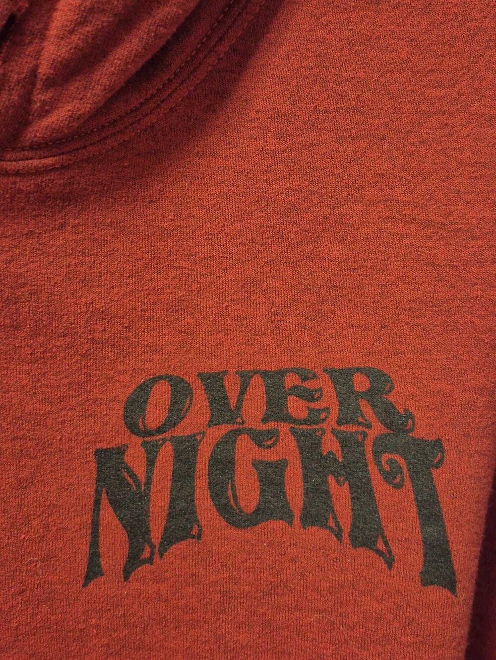 Overnight Graphic Red Men's Hoodie Shirt - Picture 5 of 9